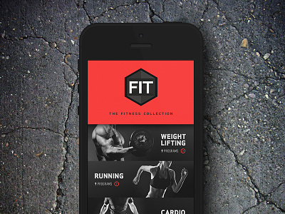 Gym App Concept app bands black depth iphone masculine red tough typography workout