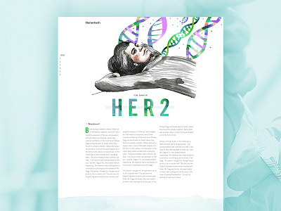 Her 2 Breast Cancer Research #2 colorful editorial human illustration layout story typography watercolor wendy macnaughton