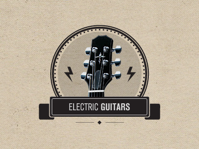 Electric Guitar circle condensed electric grunge guitar lightning ribbon vintage