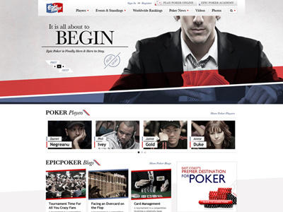 Epic Poker Comp blue design feature news wire poker red site web white