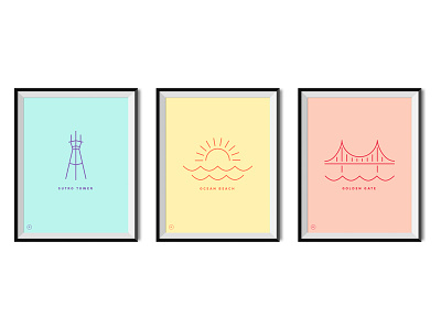 San Francisco Posters colorful icons illustration line poster sf simple