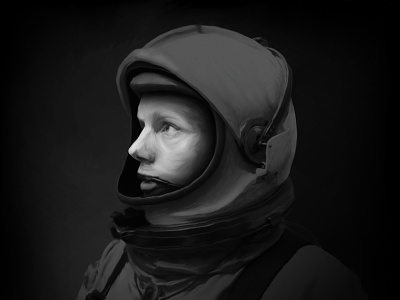 Astronaut Digital Painting astronaut black and white digital painting light mystery oil portrait space