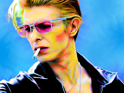 David Bowie Digital Painting blue colorful david bowie digital painting glasses legend photoshop smoking