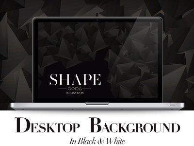 Desktop Background 3d black white shape typography