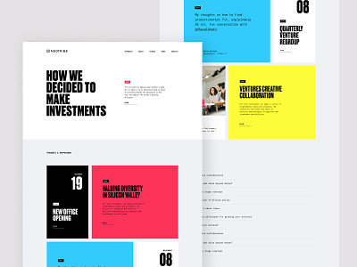 Neotribe News bold typography colorful grid grid layout news web
