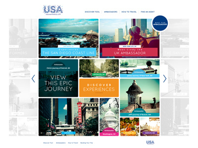 Discover America browse colorful grid scan ui web white