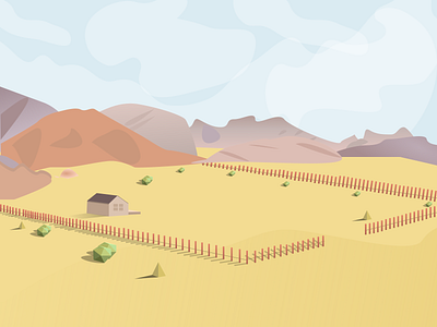 Desert house dribbble design illustration
