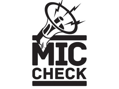 Mic Check Logo activism bw logo radio show vector
