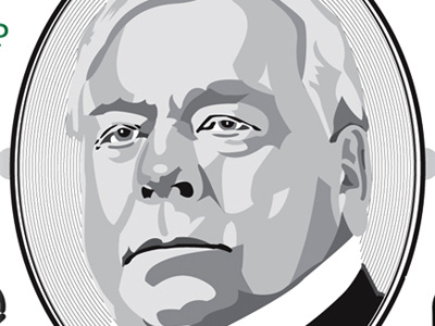 Colonel Nelson Fake Dollar bw illustration portrait vector