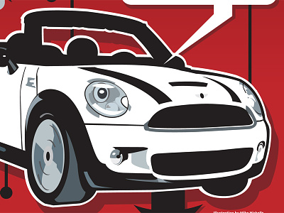 White Mini Cooper car cover graphic design illustration print vector