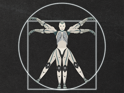 Vitruvian Mechanical Man design illustration