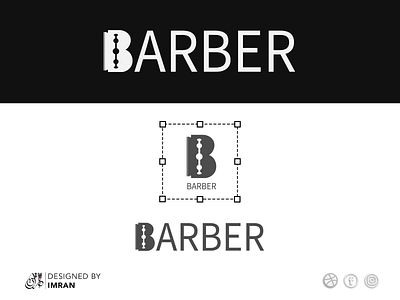 Barber logo illustration barber logo blade brand identity branding business card design illustration logo logo design minimal typography vector