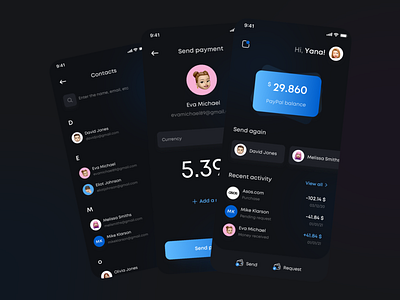PayPal Redesign Concept aesthetic app application design application ui paypal redesign redesign concept ui ui ux ux ux design