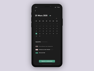 Daily UI Challenge 038 — Calendar adobexd calendar calendar ui clean daily 100 challenge daily ui daily ui 038 dark frenchie ios malt minimal pastel uidesign uxdesign