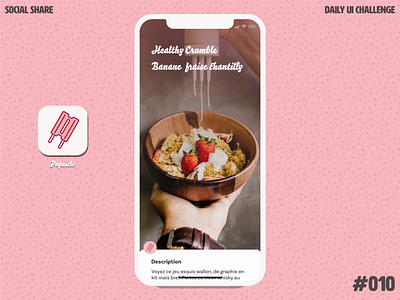 Daily UI Challenge 010 - Social Share adobexd app dailui ui 010 daily 100 challenge daily ui food frenchie fresh ios iphone x madewithadobexd pastel colors social share uidesign uxdesign