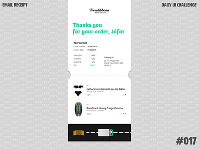 Daily UI Challenge #017 — Email Receipt aftereffects animation animation after effects daily 100 challenge daily ui daily ui 017 dailyui ecommerce email receipt illustrator ios iphone iphonex madewithadobexd receipt ui ux uidesign uxdesign uxui webdesign