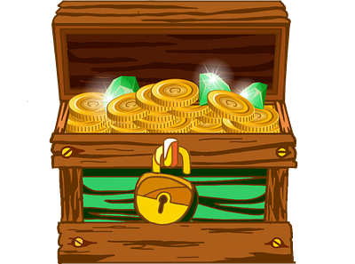 treasure chest asset design coins credits illustration photoshop treasure chest