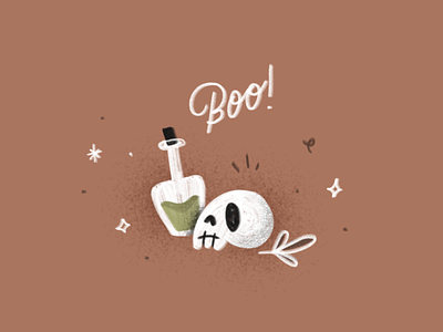 spooky boo autumn boo bottle cute dead halloween illustration potion procreate skeleton skull spooky typography