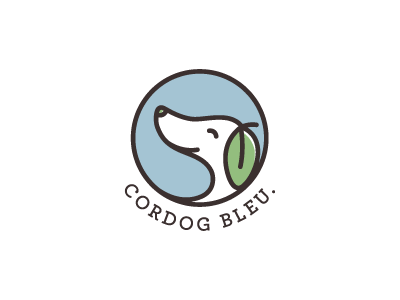 cordog bleu branding dog icon identity illustation leaf logo organic pet