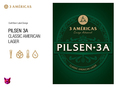 3 Américas Pilsen 3A | Craft Beer Label Design branding craftbeerlabeldesign design digitalart illustration labeldesign labels pilsen