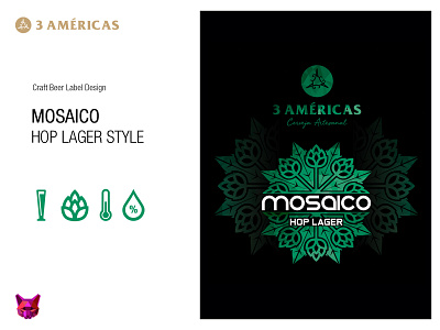 3 Américas Mosaico Hop Lager | Craft Beer Label Design branding branding and identity craftbeer design designs digitalart label labeldesign wacom