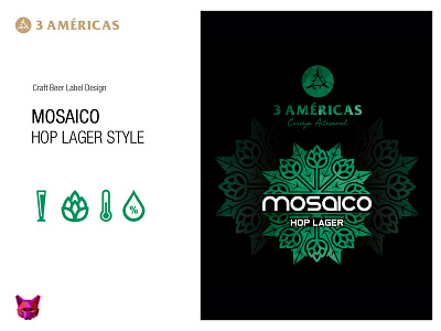 3 Américas Mosaico Hop Lager | Craft Beer Label Design