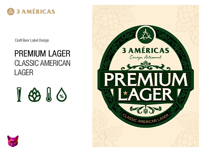 3 Américas Premium Lager | Craft Beer Label Design