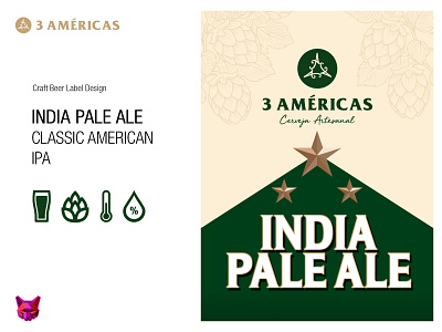 3 Américas India Pale Ale | Craft Beer Label Design branding brandingdesign craftbeer digital illustration digitalart graphicdesign illustration labeldesign wacom