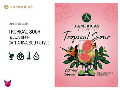 3 Américas Tropical Sour | Craft Beer Label Design advertising branding conceptart craftbeer digitalart graphicdesign illustration labeldesign