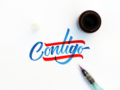 Contigo brush pen calligraphy calligraphy and lettering artist calligraphy design challenge design desing hand lettering pen brush