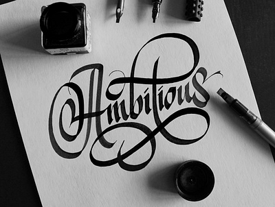 Calligraphy - Ambitious calligraphy calligraphy and lettering artist calligraphy design cancilleresco challenge design desing italic lettering parallel pen