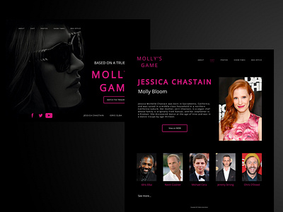 Molly's Game Movie Website movie website movies ui uidesign uiux user interface webdesign website website design