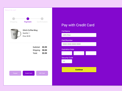 Daily UI Challenge: 002 checkout page credit card payment ui webdeisgn