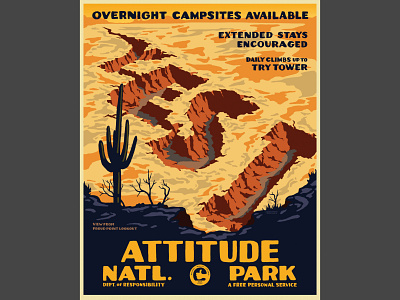 Attitude National Park (view of YES I CANyon) classroom determination grit hand drawn type hand lettered hardwork hiking inspiration inspirational lettering mindset national parks parks positivity poster design try