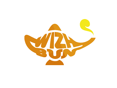 Wizh Bun Logo flat genie lamp logo logomark orange yellow