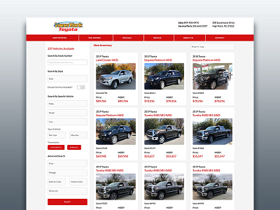 Vehicle Search / Details front end ui ux web design