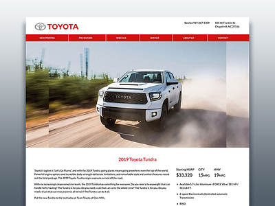 Vehicle Model Landing Pages