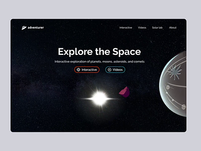 Adventurer -Explore the Space 3d animated website animation dailyui dribbble milkyway space spacex ui uidesign univers ux webdesign