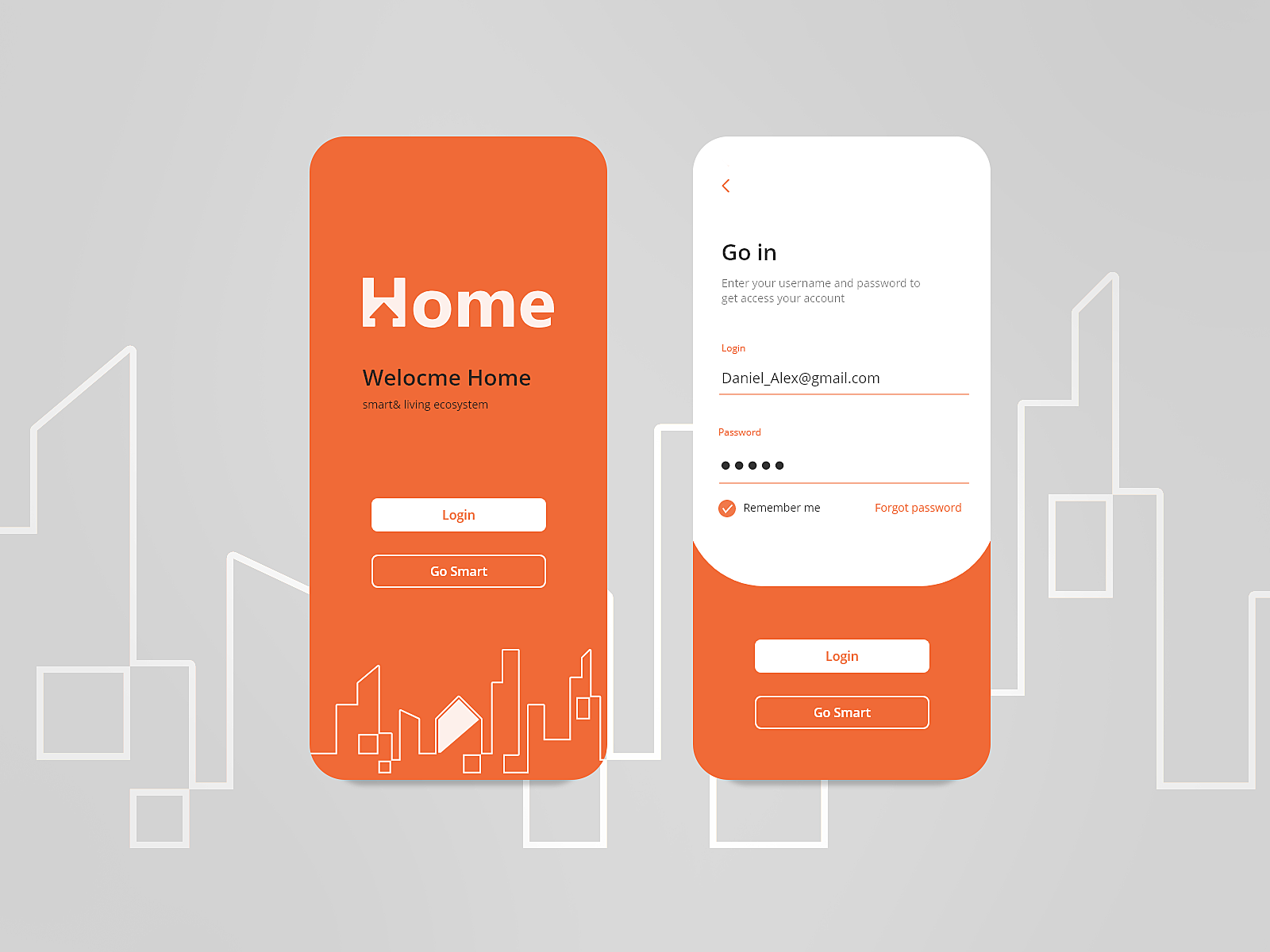 and Login Screen Home Smart App by Daniel Alexandru Tatu on