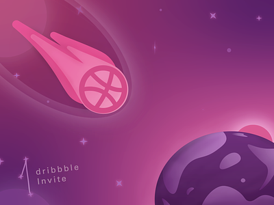 Dribbble Invite - Asteroid Concept app comet design fireball illustration invite product design ui ux vector