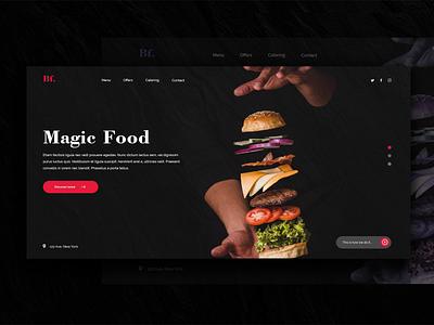 Restaurant Landing Page app app design dark theme dark ui design food hamburger landing page minimal restaurant ui ui design ux web webdesign