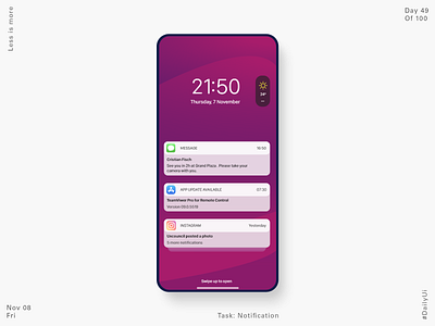 049 iPhone Notification Ui app app design iphone iphone 11 iphone11 iphonex notification notification center notifications product design ux