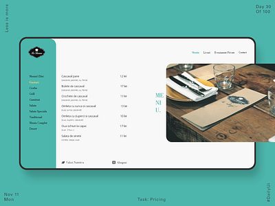 Restaurant Menu - Rebound app dailyui minimal restaraunt restaurant menu restaurants ui web webdesign