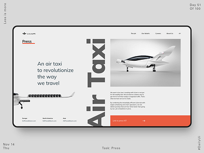 051 LILIUM Press Page airplane dailyui design flat interface jet kit press taxi ui ux web website