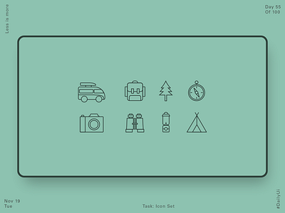 055 Camping Icon Set camping dailyui icon icons icons set outdoor outline outlines ui vectors