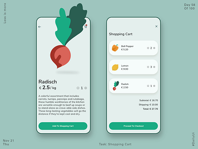 058 Shopping cart - Grocery Shopping App app dailyui design dribbble fruit groceries grocery app grocery online illustration product design ui ux vegan vegetables