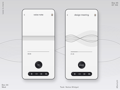 065 Voice Notes App app app design dailyui design minimal minimalism notes notesapp product design record recording ui ux voice voice assistant