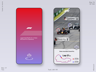 073 Augmented Reality - Formula 1 amg app ar dailyui f1 formula1 grand prix mercedes product design redbull ui ux virtual reality vr