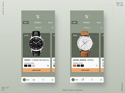 081 Ecommerce App - Status Update app design dailyui ecommerce ecommerce app ecommerce design elegant minimalism product design tissot ui uidesign ux watch watches