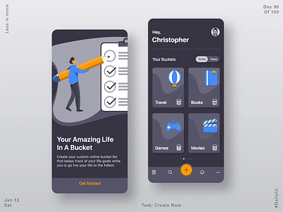 090 Bucket List App 2020 app app design bucket bucketlist create new dailylogochallenge dailyui illustraion product design ui ux